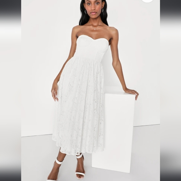 Lace midi dress NWT bustier top - bridal wedding event dress - Picture 3 of 8